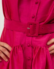 Poppy Belted Midi Shirt Dress, Pink (PINK), large