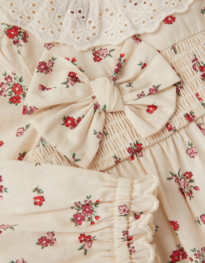 Newborn Floral Print Romper, Ivory (IVORY), large