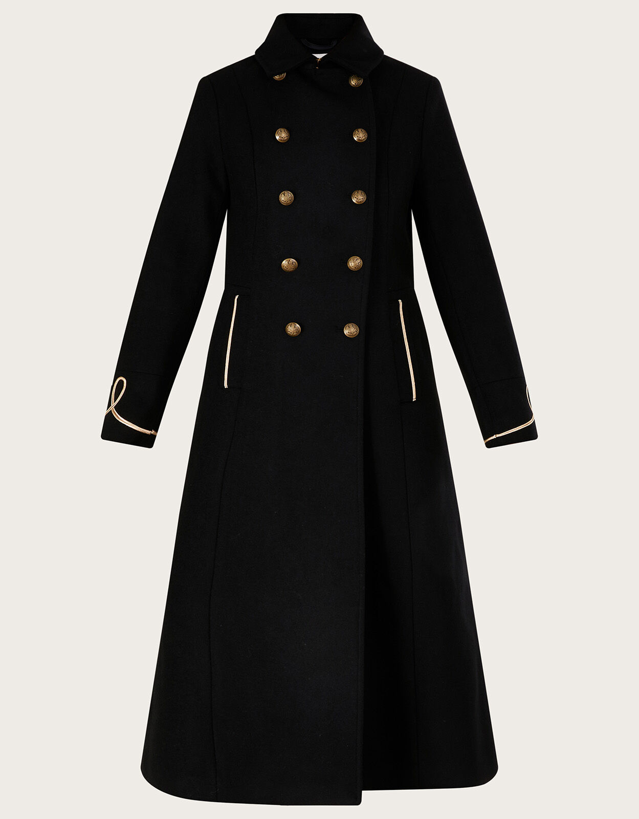Long black military coat discount