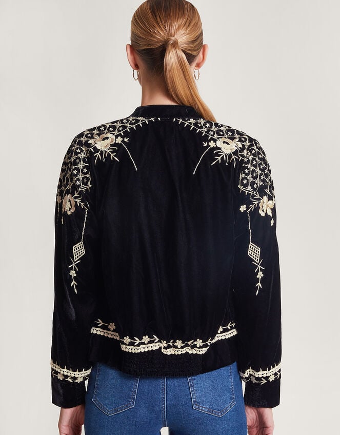 Hadley Embroidered Velvet Bomber Jacket Black | Women's Jackets ...