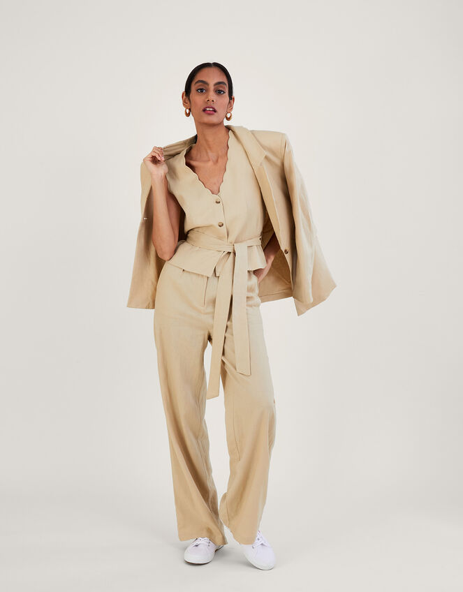 Lizzie Waistcoat in Linen Blend, Natural (STONE), large