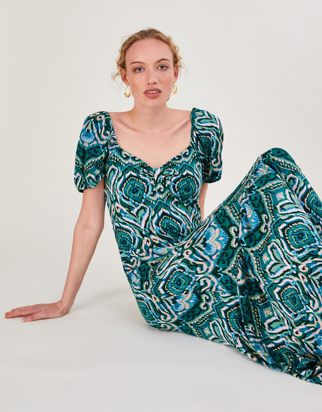Tie Front Maxi Jersey Dress with LENZING™ ECOVERO™ Teal | Summer ...