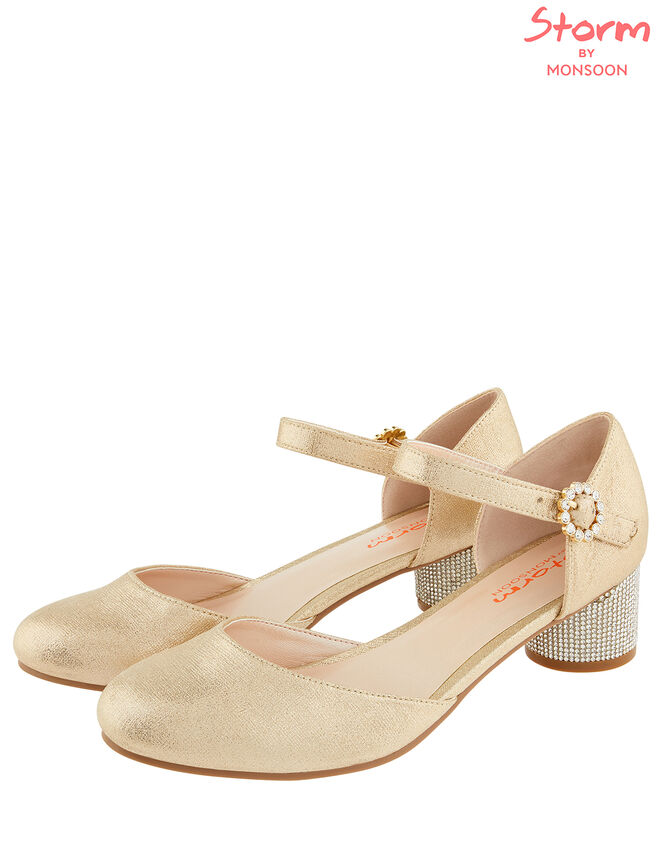 Abigail Diamante Heel Shoes, Gold (GOLD), large