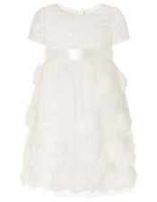 Baby Lace and 3D Rose Christening Dress, White (WHITE), large