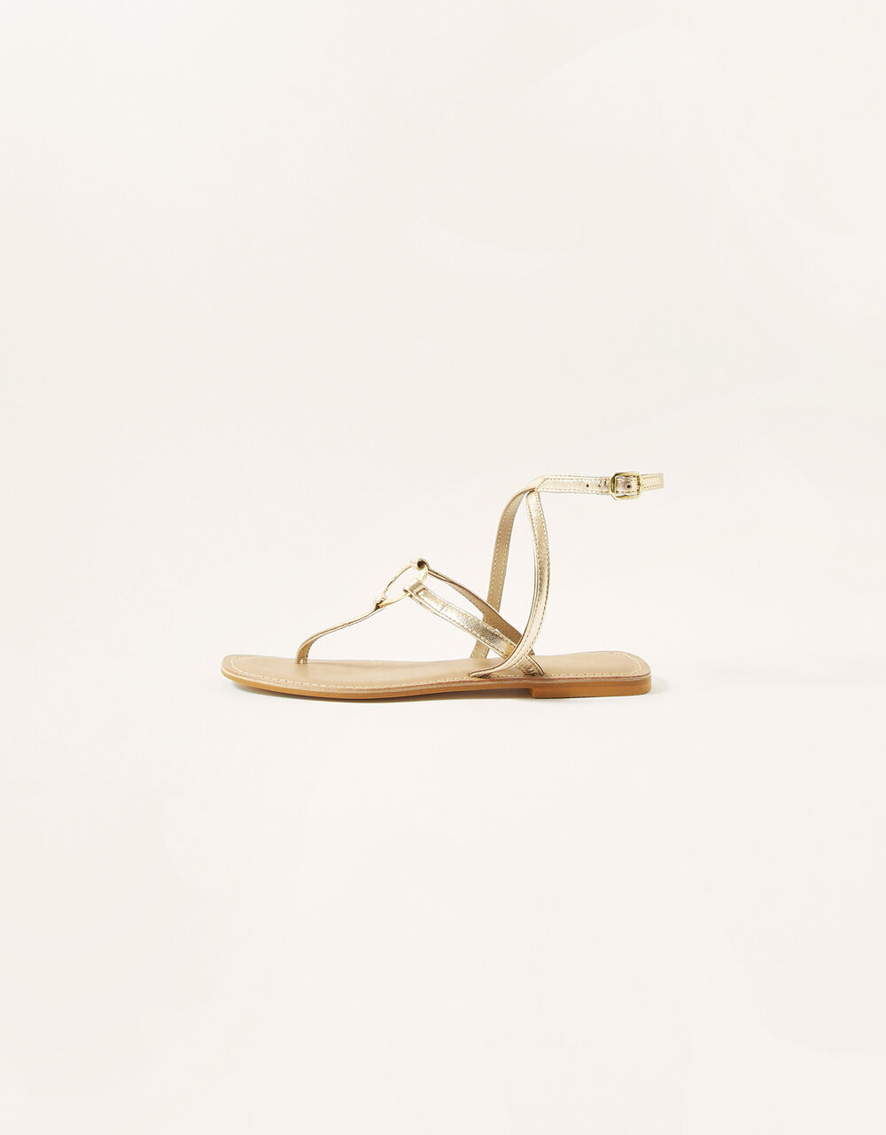 Women Women's Shoes | Ring Metallic Leather Strap Sandals Gold - EJ98853