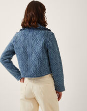 Quinn Tie Quilted Jersey Jacket, Blue (BLUE), large