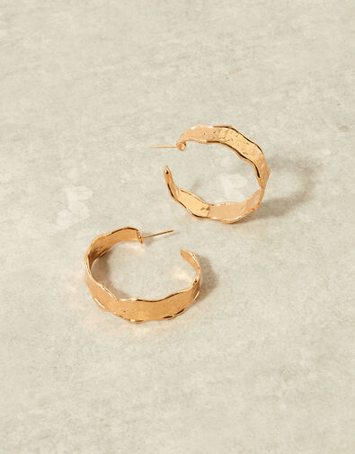 Gold-Plated Curve Hoop Earrings, , large