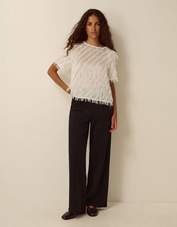 Payton Ponte Wide Leg Trousers, Black (BLACK), large