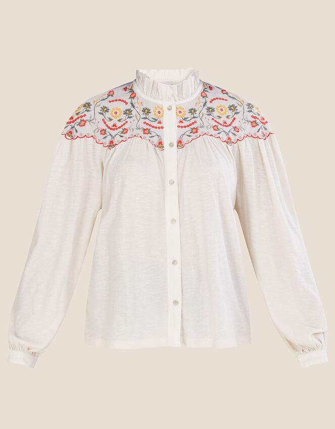 Colourful Embroidered Jersey Top Ivory | Blouses & Shirts | Monsoon UK.