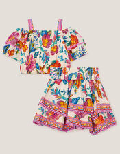 Milena Floral Top & Skirt Set, Ivory (IVORY), large