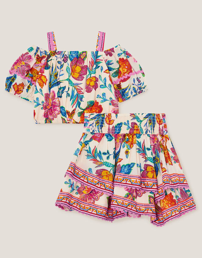 Milena Floral Top & Skirt Set, Ivory (IVORY), large
