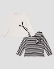 2-Pack Long Sleeve Monochrome Tops, Black (BLACK), large
