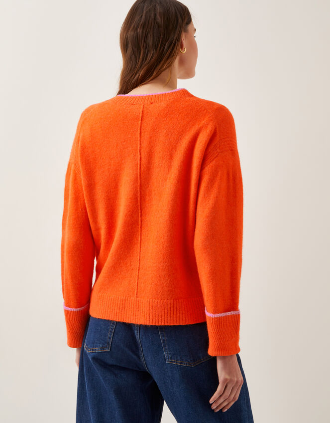 Oona Oversized V-Neck Cardigan, Orange (ORANGE), large