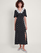 Sally Spot Maxi Dress, Black (BLACK), large