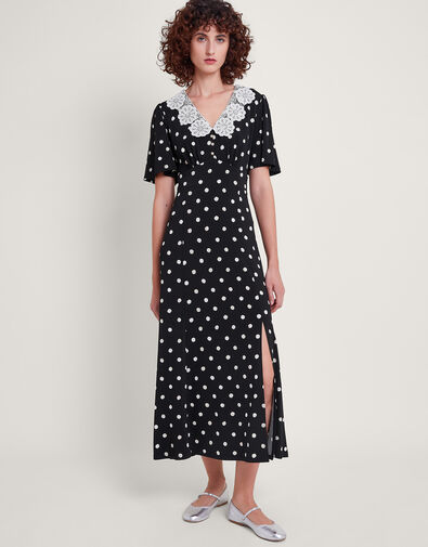 Sally Spot Maxi Dress, Black (BLACK), large
