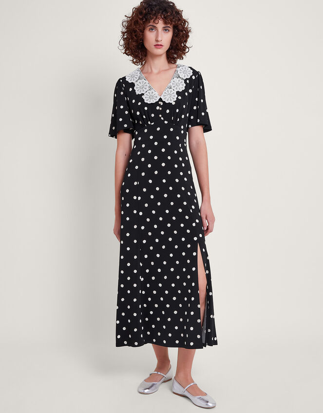 Sally Spot Maxi Dress, Black (BLACK), large