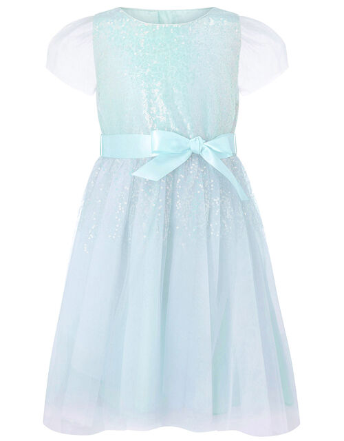 Sequin Shimmer Dress Blue Girls' Dresses Monsoon UK.
