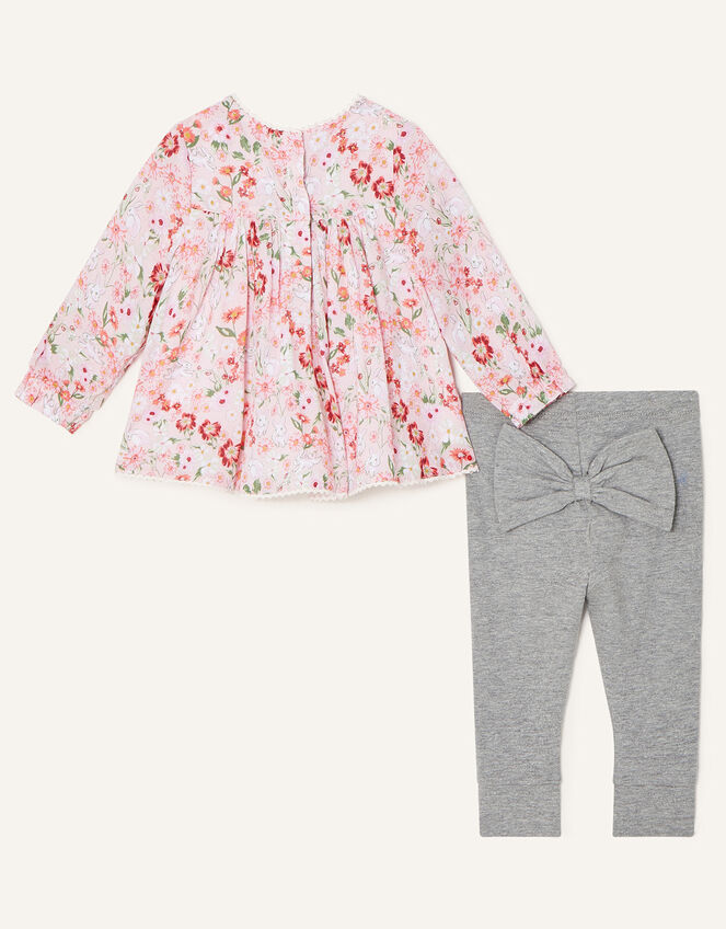 Newborn Bunny Floral Top and Leggings, Pink (PINK), large