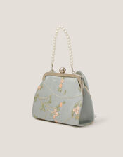 Embroidered Floral Bag & Bow Hair Clip Set , , large