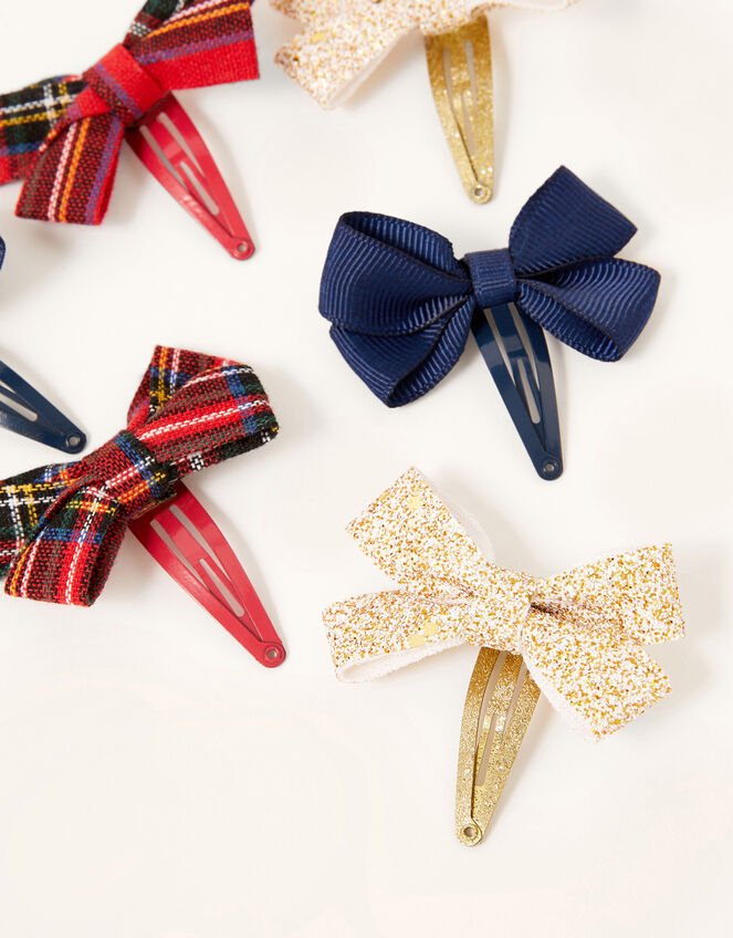 School Bow Hair Clip Set, , large