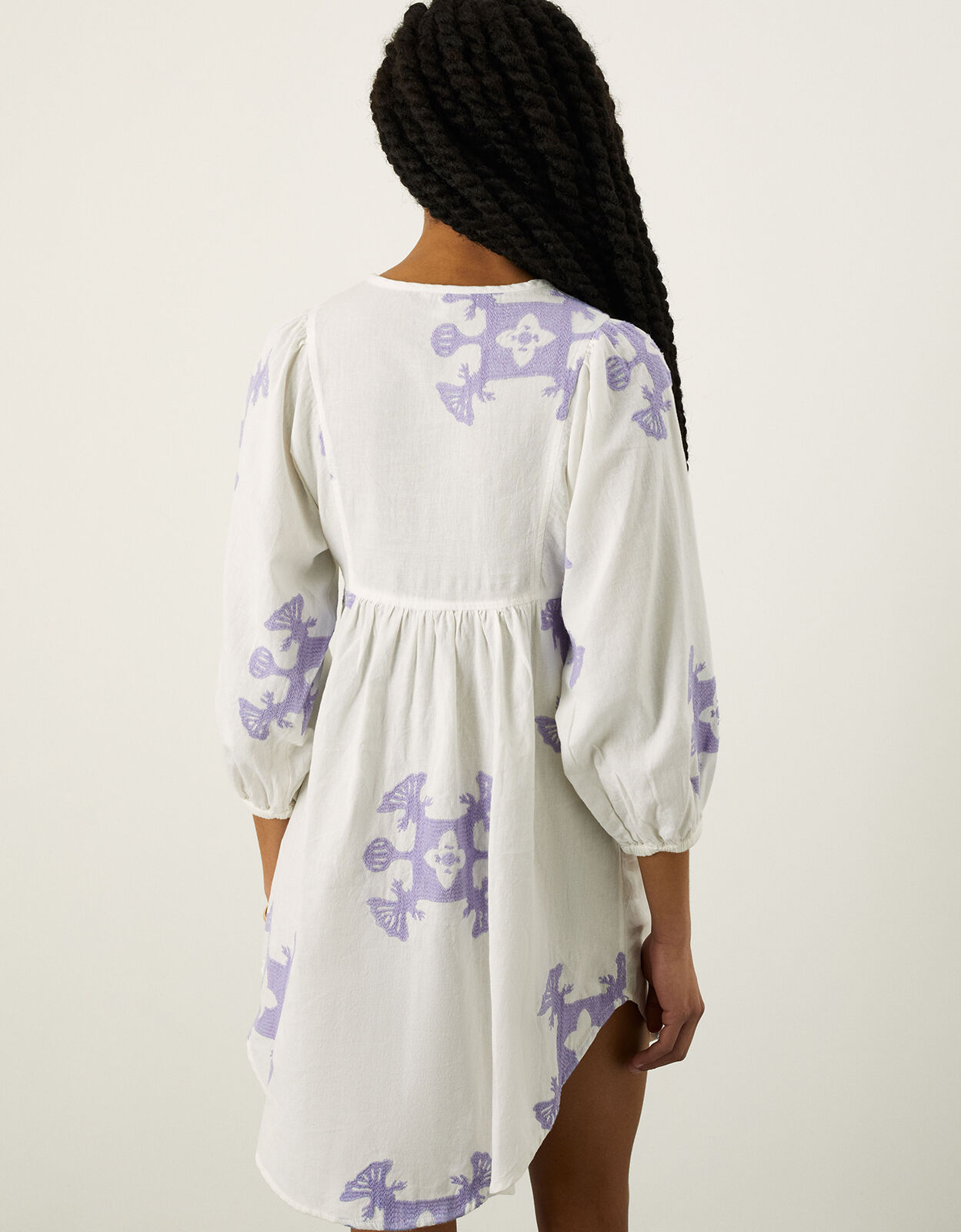 Lace up back embroidered smock dress store