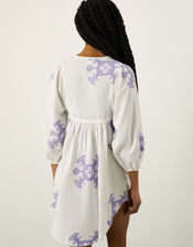 Premium Embroidered Smock Dress with Sustainable Cotton, White (WHITE), large