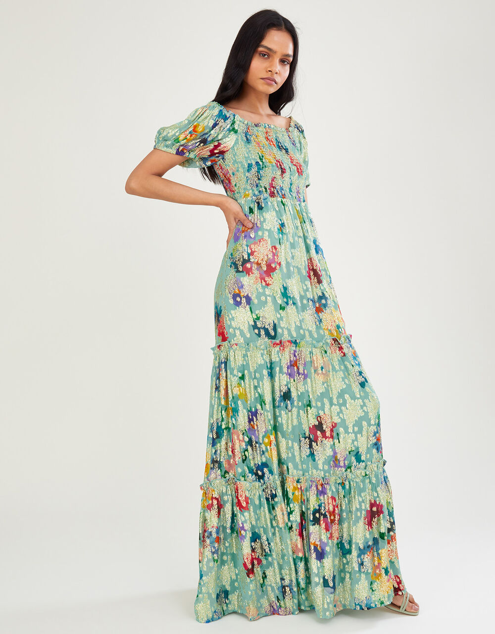 Women Dresses | Mina Printed Maxi Dress Green - VE34849