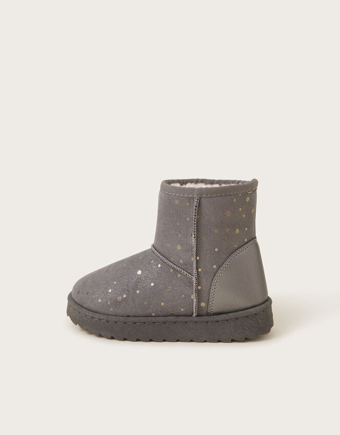 Metallic Spot Suedette Ankle Boots, Grey (GREY), large
