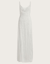 Holly Embellished Cowl Neck Bridal Dress, Ivory (IVORY), large