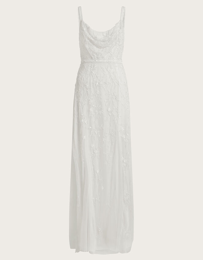 Holly Embellished Cowl Neck Bridal Dress, Ivory (IVORY), large