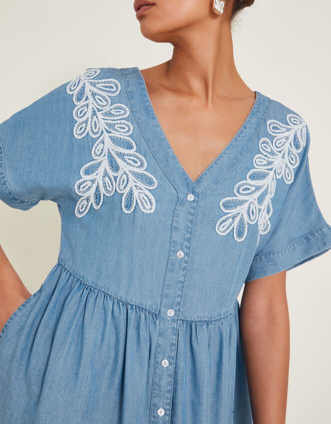 Lace Embroidered Dress Blue