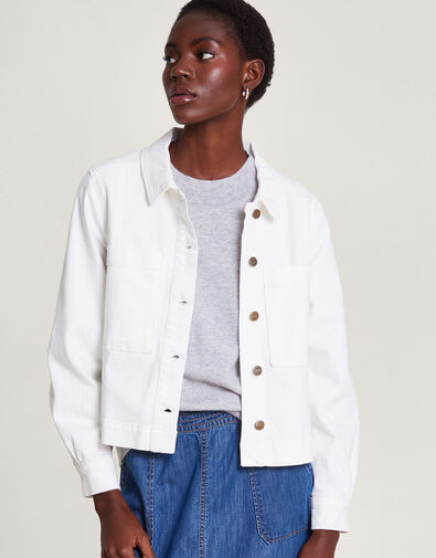 Short Denim Jacket, Natural (ECRU), large