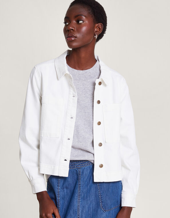 Short Denim Jacket, Natural (ECRU), large