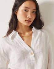 Clover Linen Button Blouse, White (WHITE), large