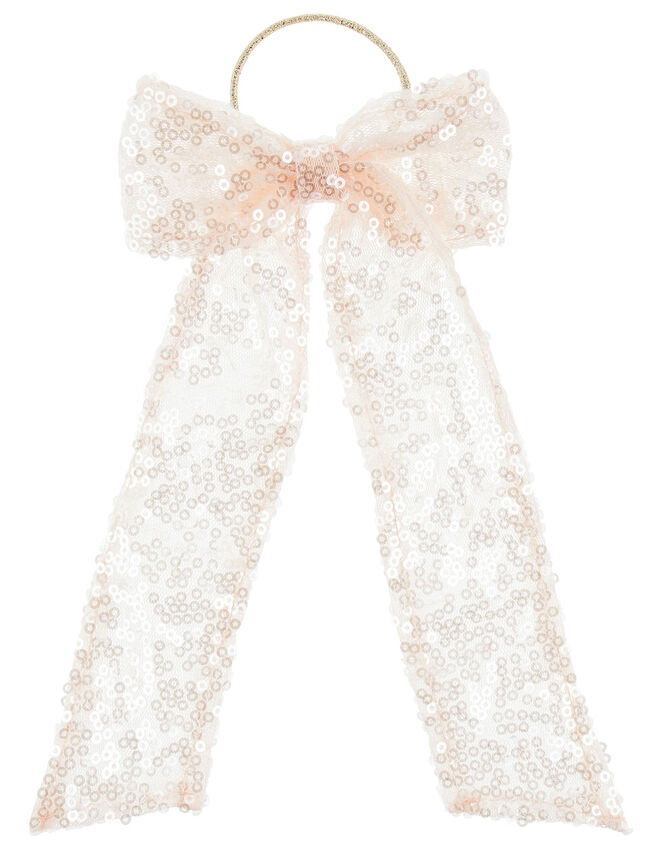 Sequin Bow Ponytail Hairband, , large