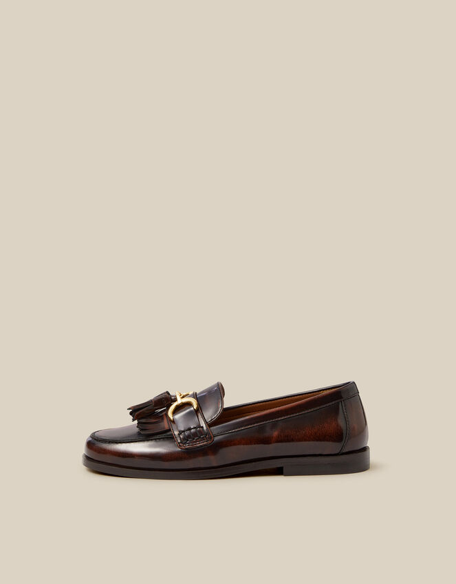 Harley Fringe Patent Loafers, Brown (BROWN), large