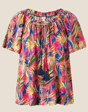 Palm Print Jersey Top with Sustainable Cotton, Multi (MULTI), large