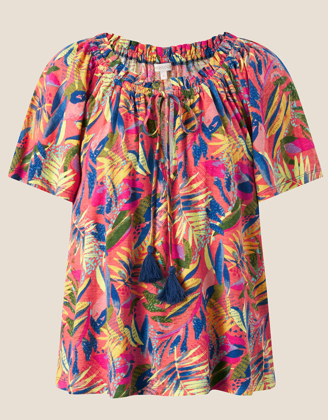 Palm Print Jersey Top with Sustainable Cotton, Multi (MULTI), large