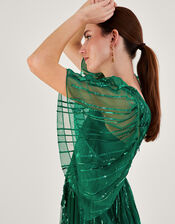 Ottilie Embellished Maxi Dress in Recycled Polyester, Green (GREEN), large