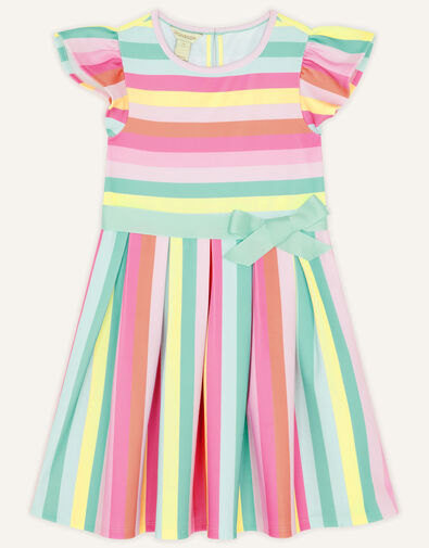 Ponte Bright Stripe Dress Multi, Multi (MULTI), large