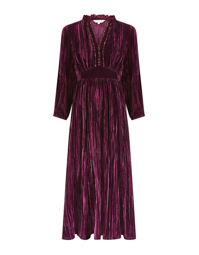 East Crinkle Velvet Dress, Purple (RASPBERRY), large