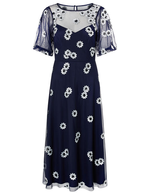 Bryony Sequin Daisy Midi Dress Blue Evening Dresses Monsoon Uk