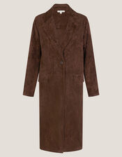 Tove Suedette Trench Coat, Brown (CHOCOLATE), large