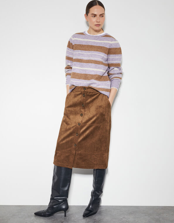 Amber Suedette Pencil Skirt, Brown (BROWN), large