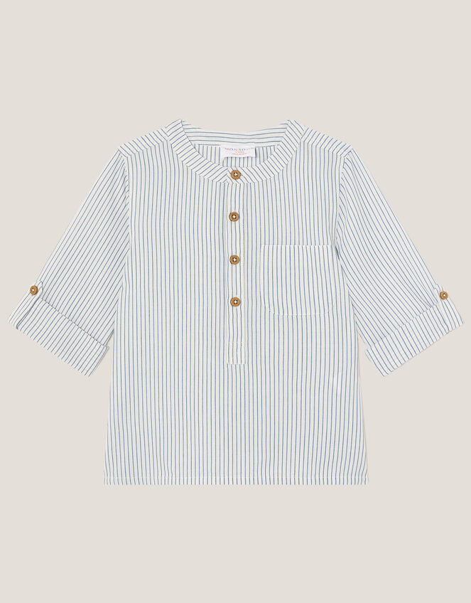Stripe Cotton Shirt, Ivory (IVORY), large