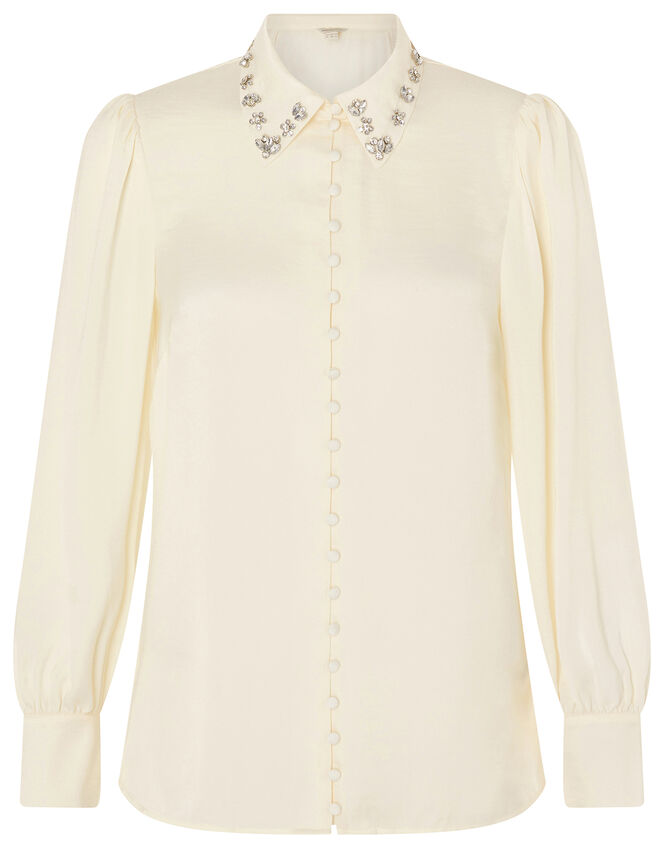 Cecilia Jewel Collar Blouse Ivory | Blouses & Shirts | Monsoon UK.