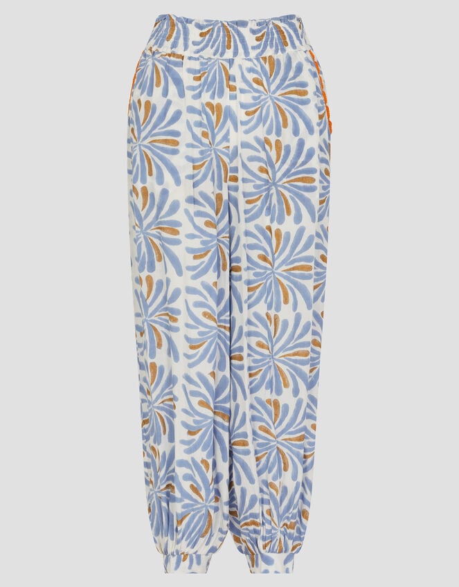 Cece Woodblock Print Harem Trousers, Blue (BLUE), large