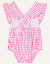 Newborn Floral Gingham Romper Set, Pink (PINK), large