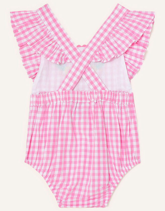 Newborn Floral Gingham Romper Set, Pink (PINK), large