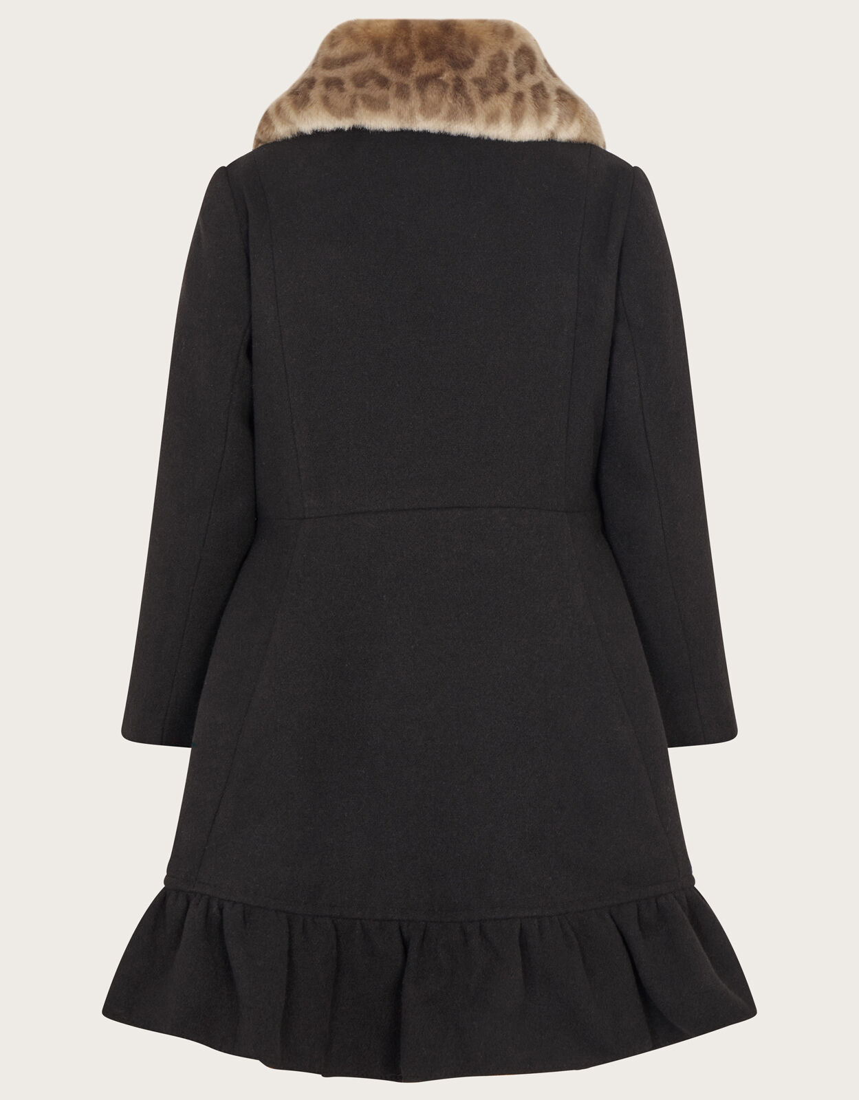 Long black hotsell fur collar coat